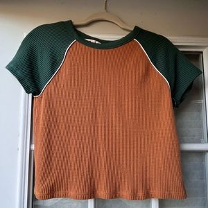 Brown and Green Cropped Shirt